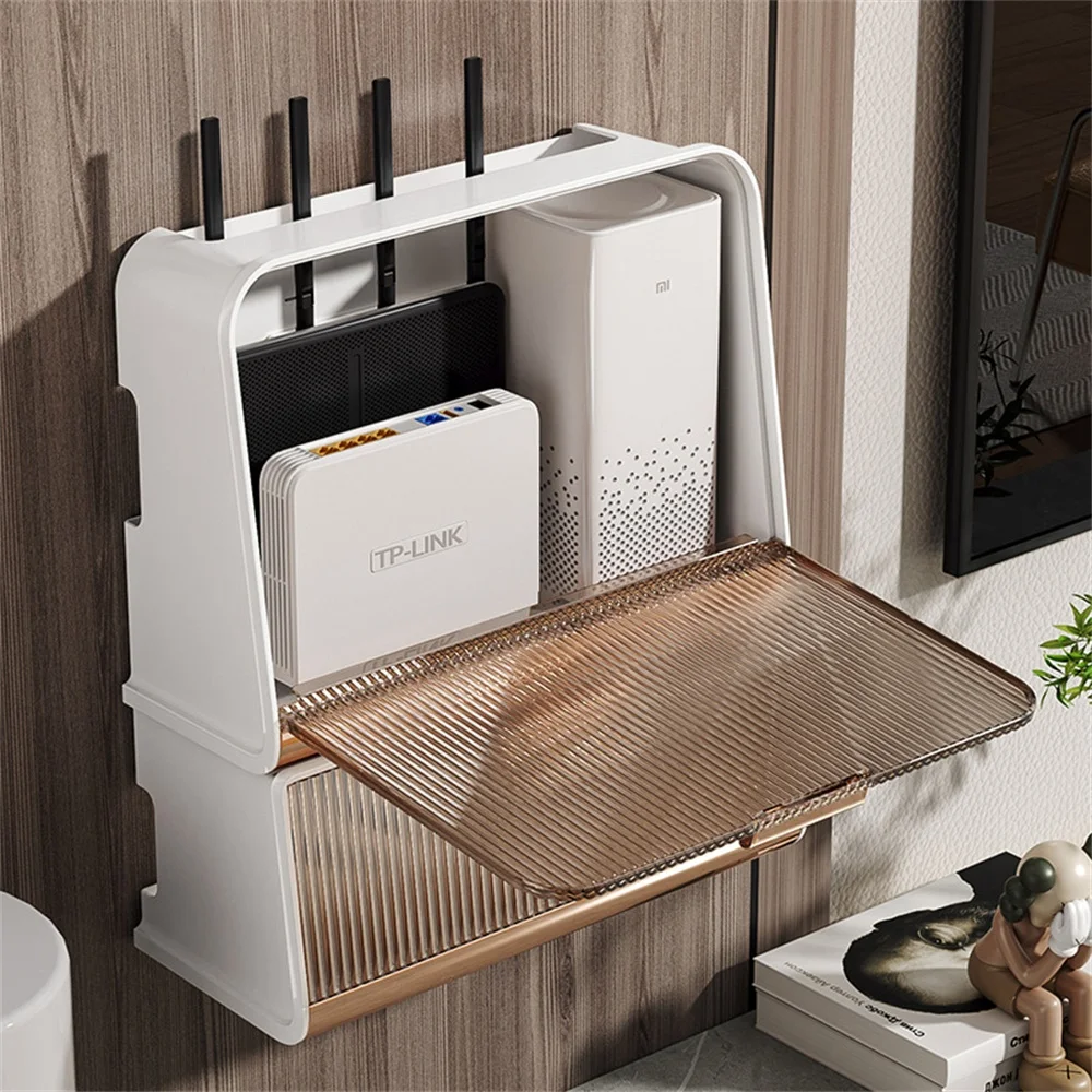 

Practical Hanging Rack Wall-mounted Hole-Free Storage Rack Wireless Set-top Basket Storage Box Storage Basket Shelf Wifi Shelf