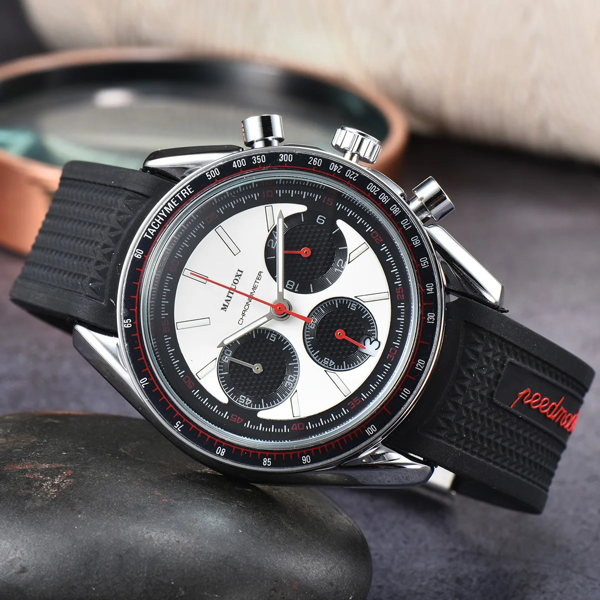 

Часы наручные мужские кварцевые с хронографом, на силиконовом ремешке