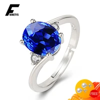 fashion women rings 925 silver jewelry oval sapphire zircon gemstone open finger ring for wedding engagement party accessories
