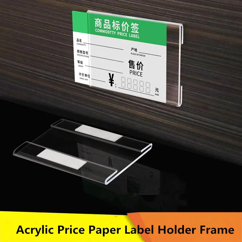 10 Pieces 100x150mm Stick Acrylic Sign Card Holder Stand With Tape Table Price Label Paper Card Tag