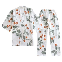 cotton pajamas set full sleeve t shirt long pants 2pieceset japanese style pyjama big size mom homewear cozy plus sleepwear