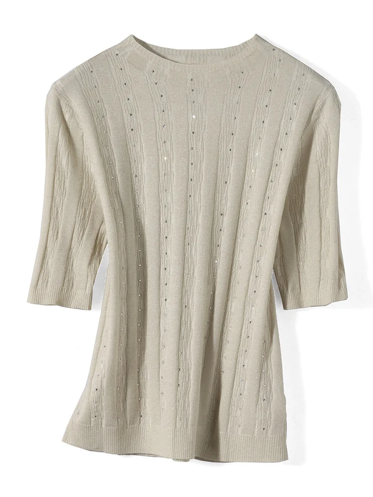 [Снятие на 2 предмета] Серия Counter 9 юаней с круглым вырезом в полоску облегающий