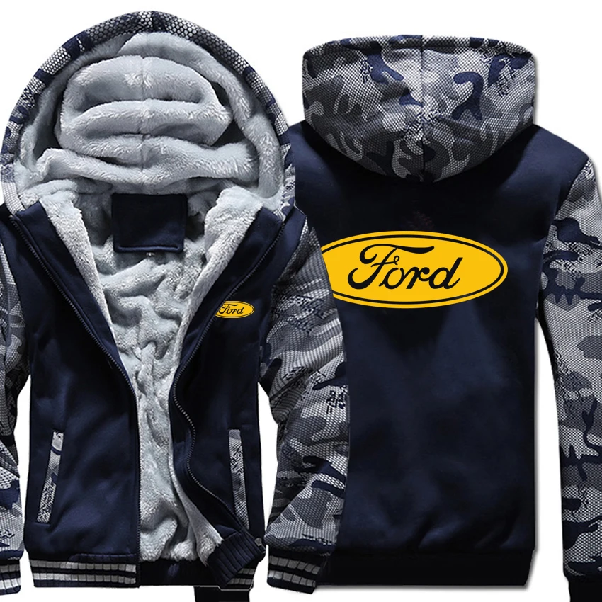 

Winter Ford Hoodies Camouflage Sleeve Jacket Men Fleece Ford Men Sweatshirt