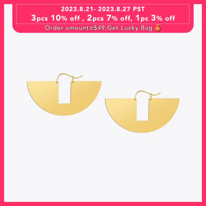 

Enfashion Vintage Big Circle Dangle Earrings Matte Gold color Fan Earings Drop Earrings For Women Long Earring Jewelry brinco