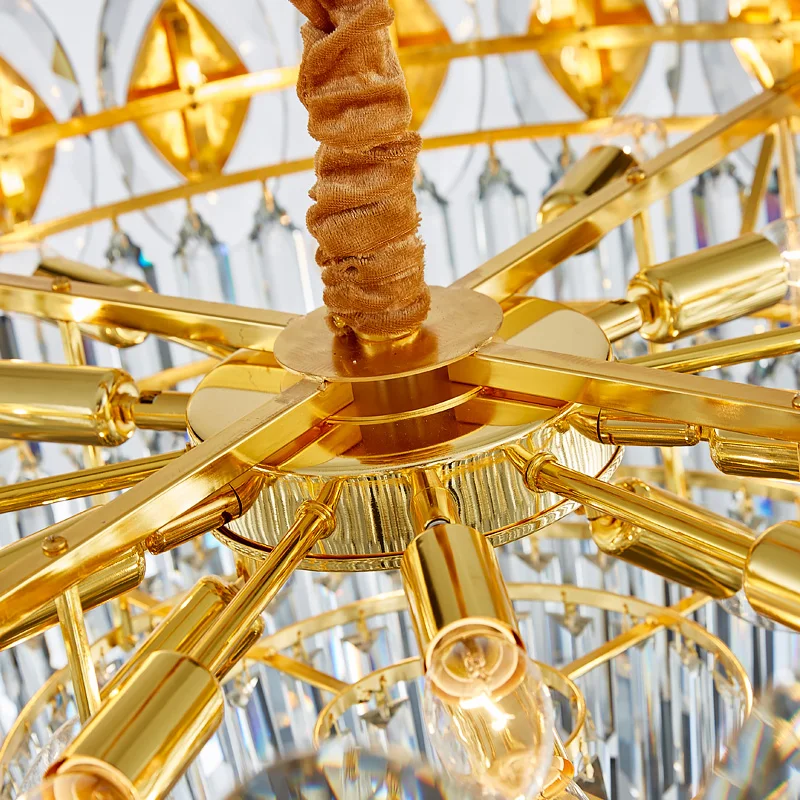 Deyidn Modern Round Golden Rectangle Crystal Chandelier Lighting LED Lustre Suspension Luminaire Lampen For Living Dinning Room AliExpress