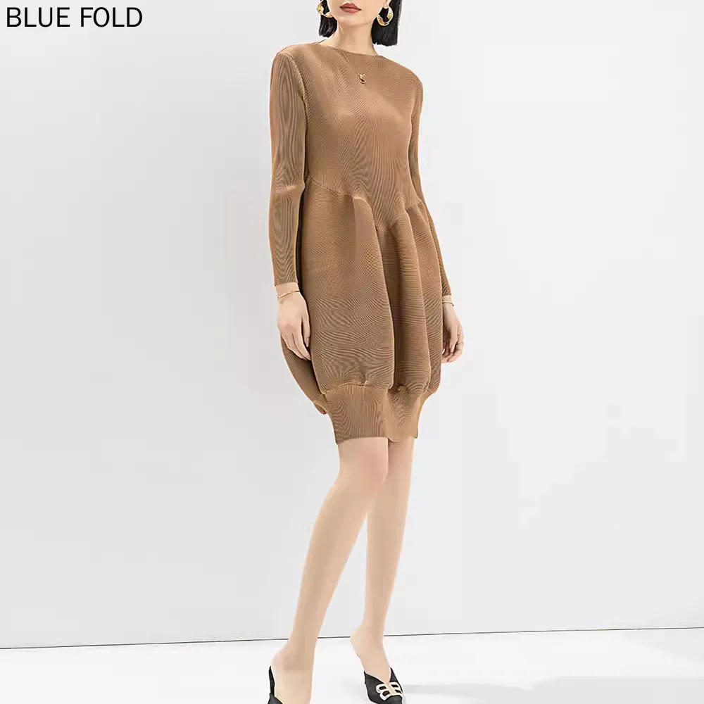 Женское плиссированное платье миаке элегантное свободное и облегающее с