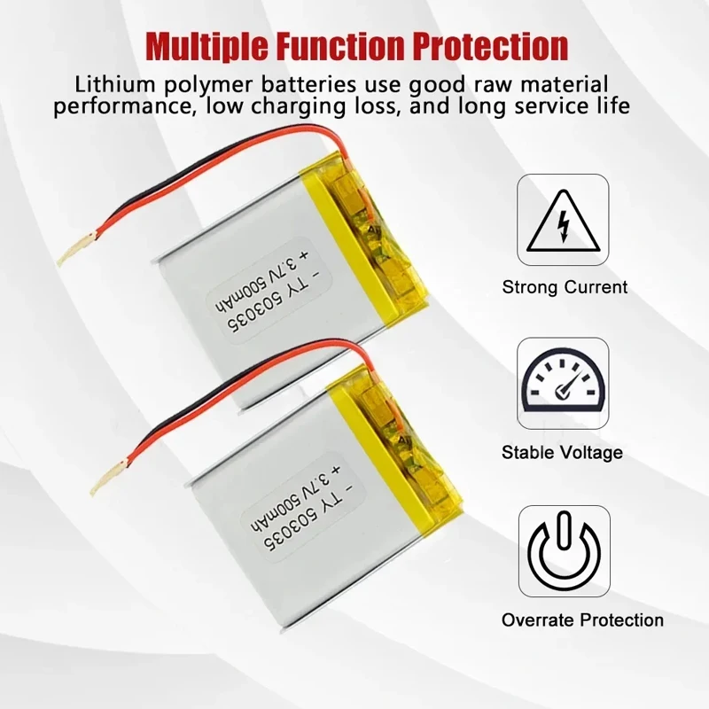 Фото Аккумулятор литий-полимерный перезаряжаемый 3.7V 500mAh (503035) для GPS-устройств, DVD-плееров, автомобильных видеорегистраторов, очистителей воздуха, смарт-часов, Bluetooth-гарнитур №4