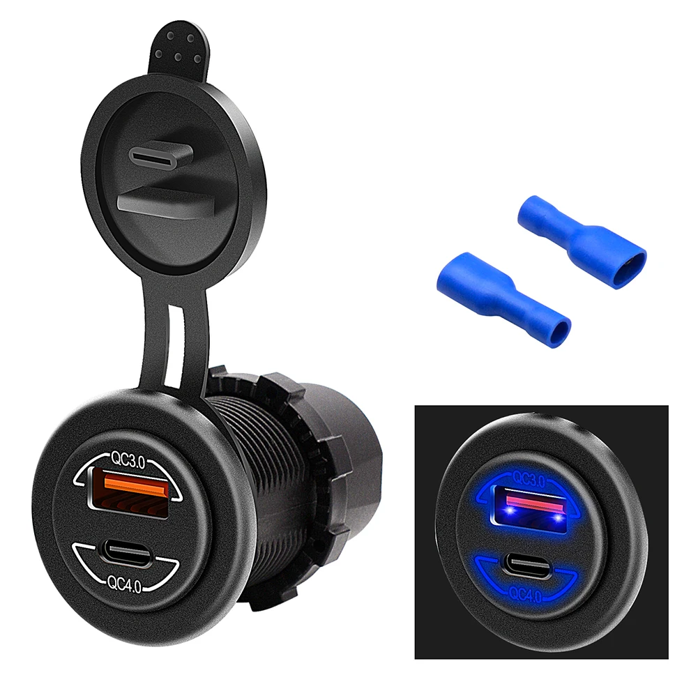 

1 Set GPS Car Charger Blue Terminal Dual USB Intelligent Protection 12V/24V DC ABS Flame Retardant Black Shell
