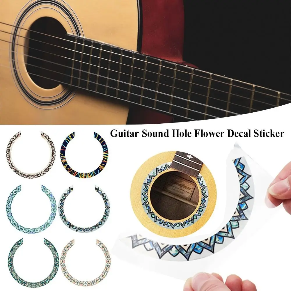 

10 Styles For Acoustic Waterproof PVC Personality Decal Classical Guitar Parts Flower Decal Sticker Sound Hole Sticker