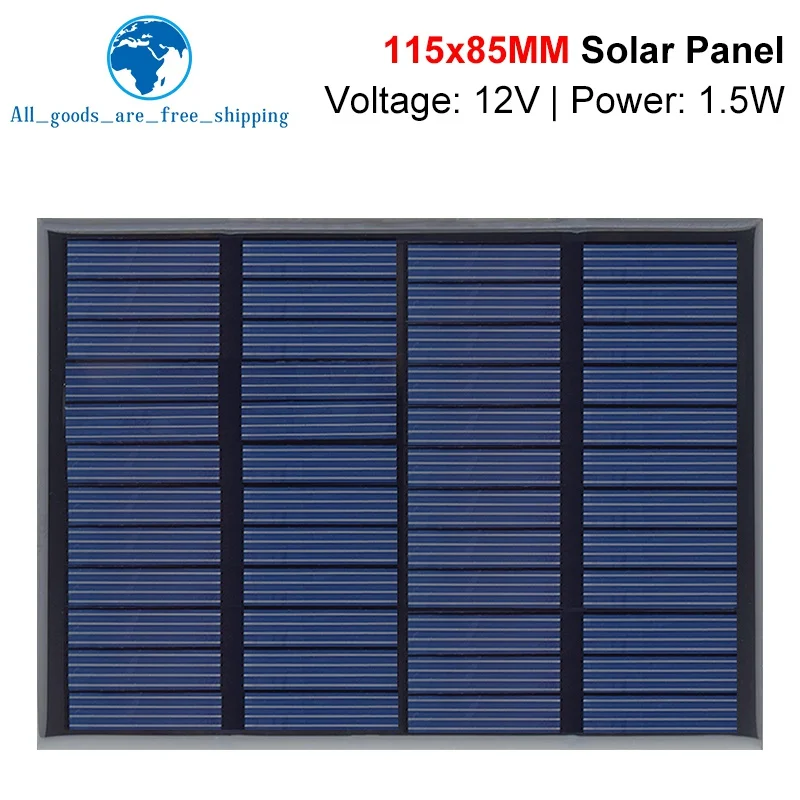 

TZT 12V 125mA 1.5W Solar Panel Polycrystalline 115*85MM Mini Sunpower Solar System DIY for Battery Cell Phone Charger