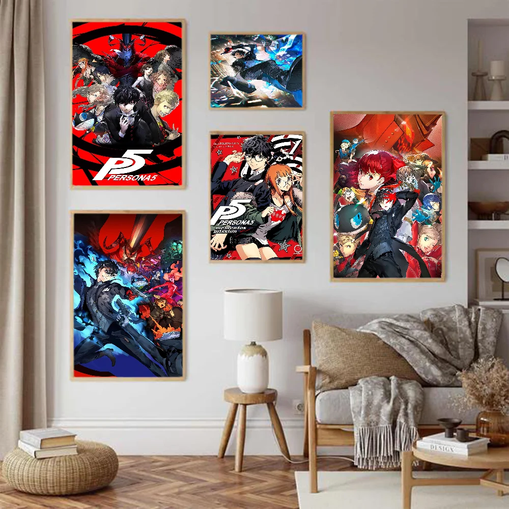 Hot Video Game Persona 5 Gaming Classic Vintage Posters Room Home Bar Cafe Decor Nordic