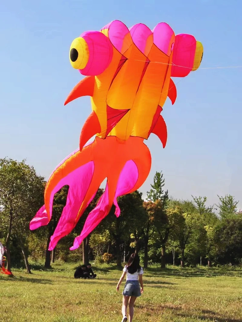 Бесплатная доставка летающий змей с рыбой для взрослых воздушные змеи золотой