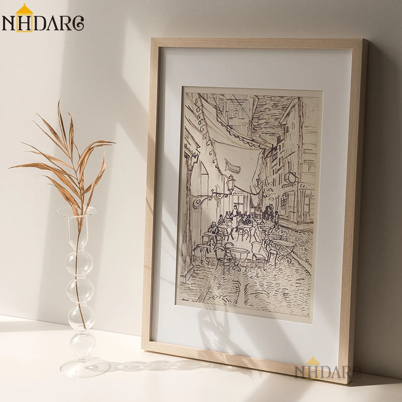 NHDARC Новые поступления Печать на холсте постер Картина Ван Гога рукописи кафе