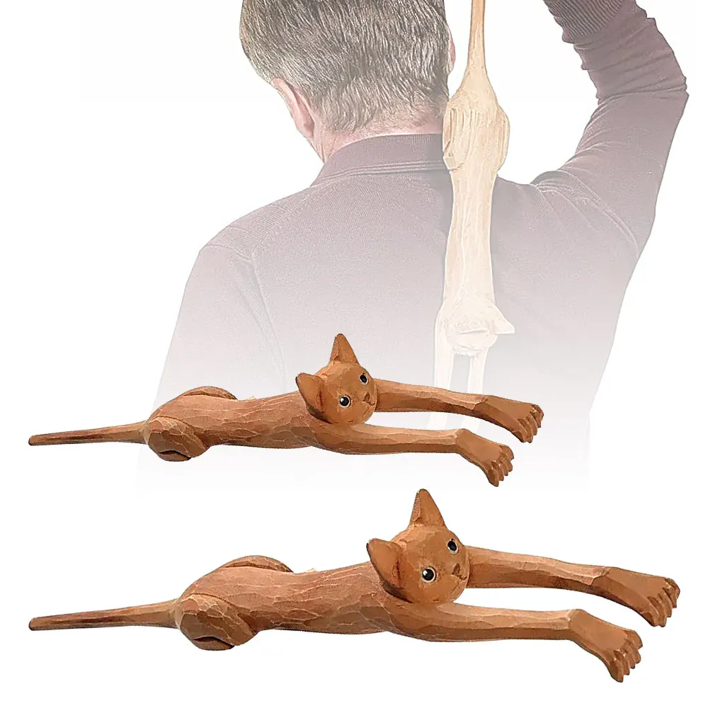 

Funny Basswood Cat Back Scratcher Body Itching Stick Therapeutic Self-Massager