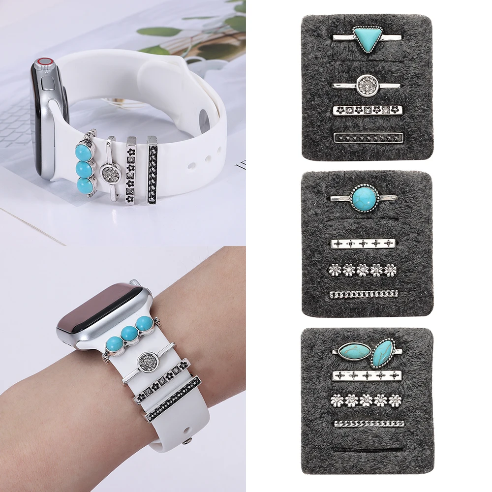 

Бирюзовые подвески, декоративный ремешок, аксессуары для Apple Watch, ремешок, кольцо, бриллиантовое украшение для iwatch, браслет, умные часы