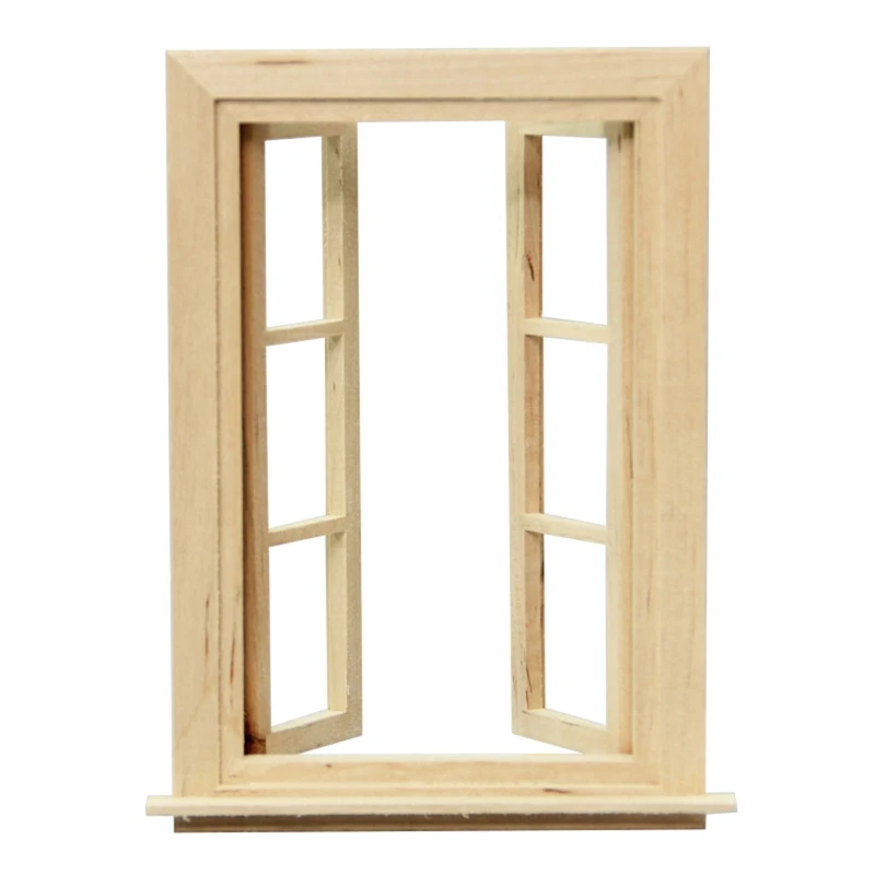 

1/12 Dollhouse Mini Wooden DIY 28 Lattices Double Door Furniture Accessories Toy