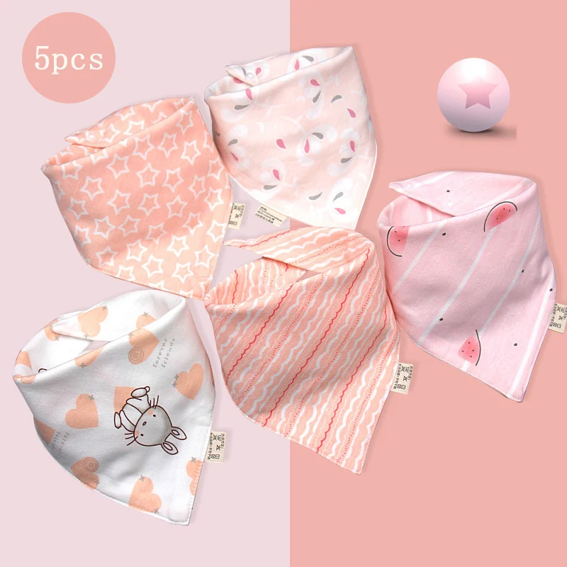 5pcs/Lot Baby Bibs Bandana Bib Burp Cloth Print Animal Trian