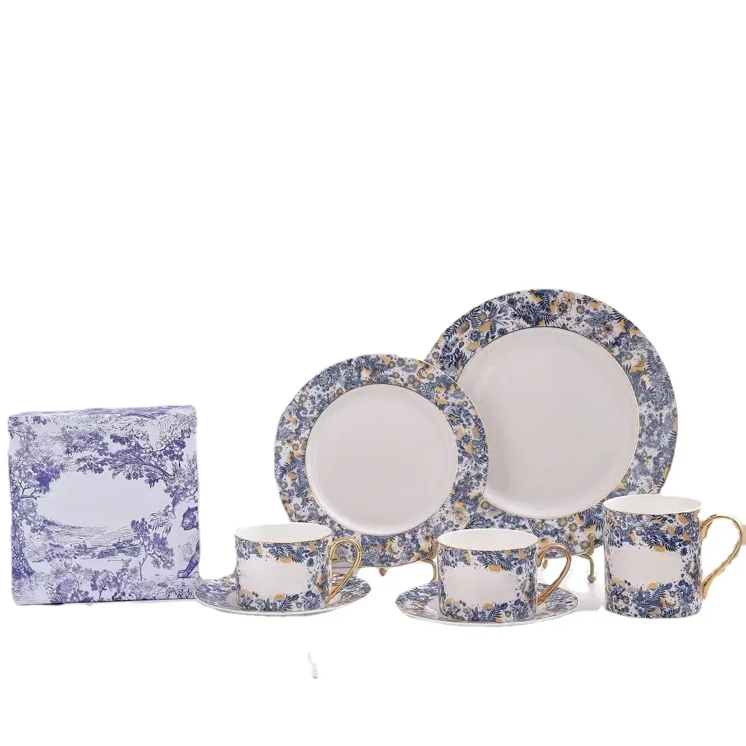 Европейская кофейная чашка из костяного фарфора посуда серии гортензии тарелка