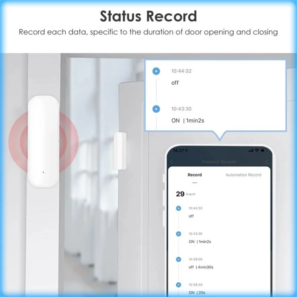 

Smartlife App Wifi Door Sensor Tuya Work With Google Home Alexa Door Sensor Hot Window Sensor Alarm For App Remote Control 1pc