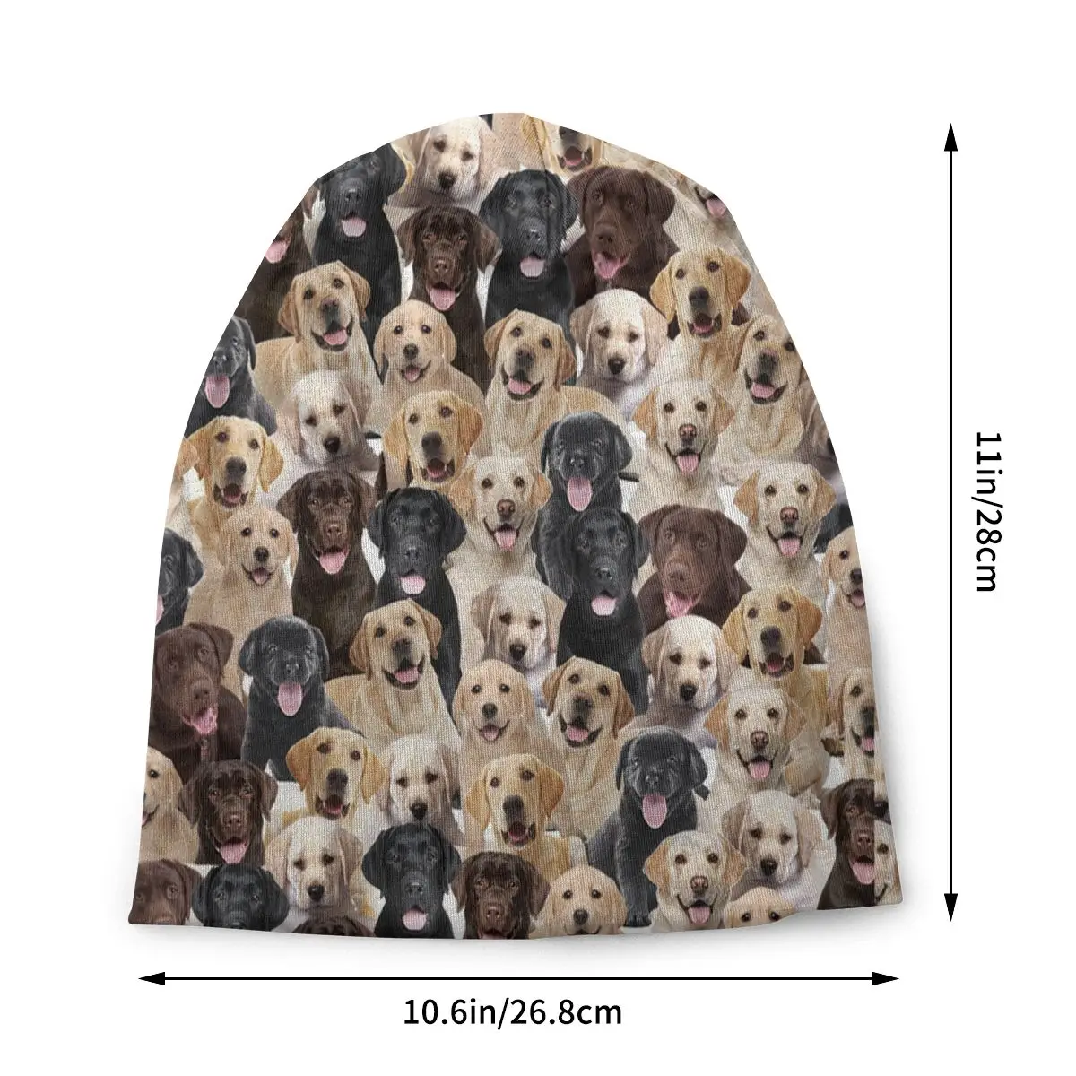 Шапка-бини с изображением Лабрадора осенне-зимняя