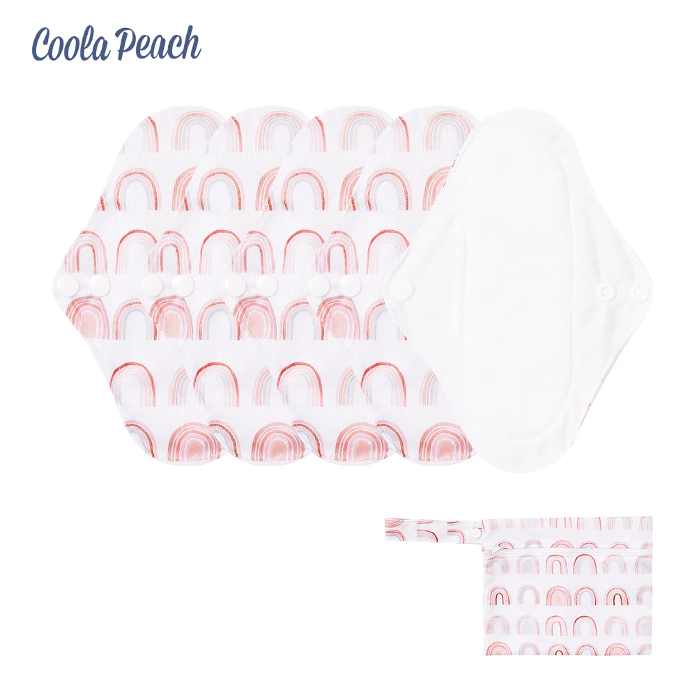 Coola Peach # Boutique Life #5 шт. в комплекте, переработанная ткань, многоразовая Водонепроницаемая гигиеническая салфетка, мягкая менструальная подкладка, одинаковое полотенце