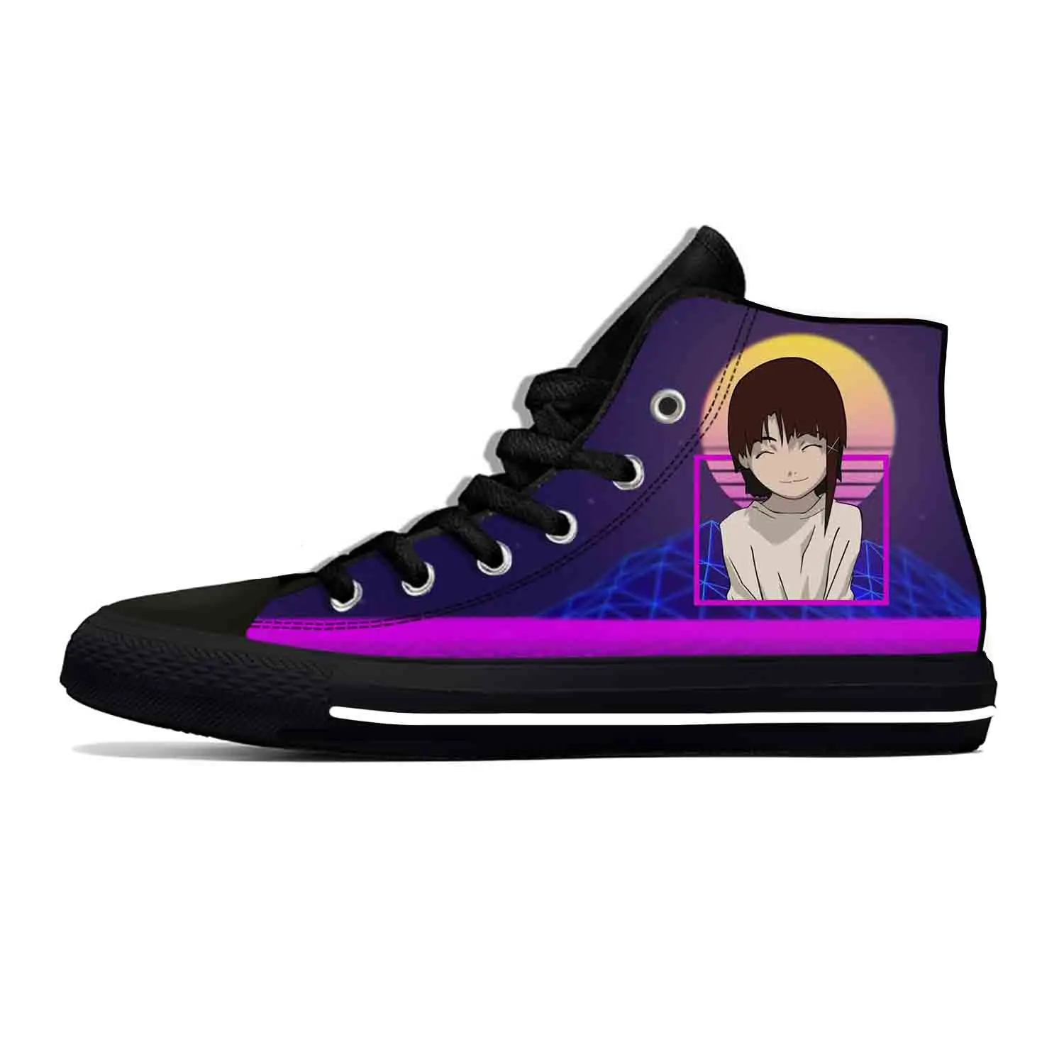

Anime Manga Serial Experiments Lain Iwakura Rein Casual Shoes Lightweight High Top Board Shoes Breathable Men Women Hot Sneakers