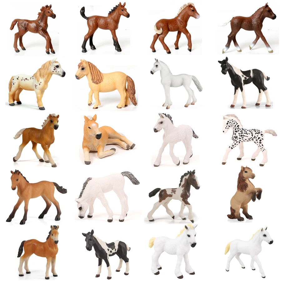 

Realistic Detailed Plastic Pony Horse Figurines Foal Animals Toy Figures Cake Toppers Easter Eggs Christmas Birthday Gift