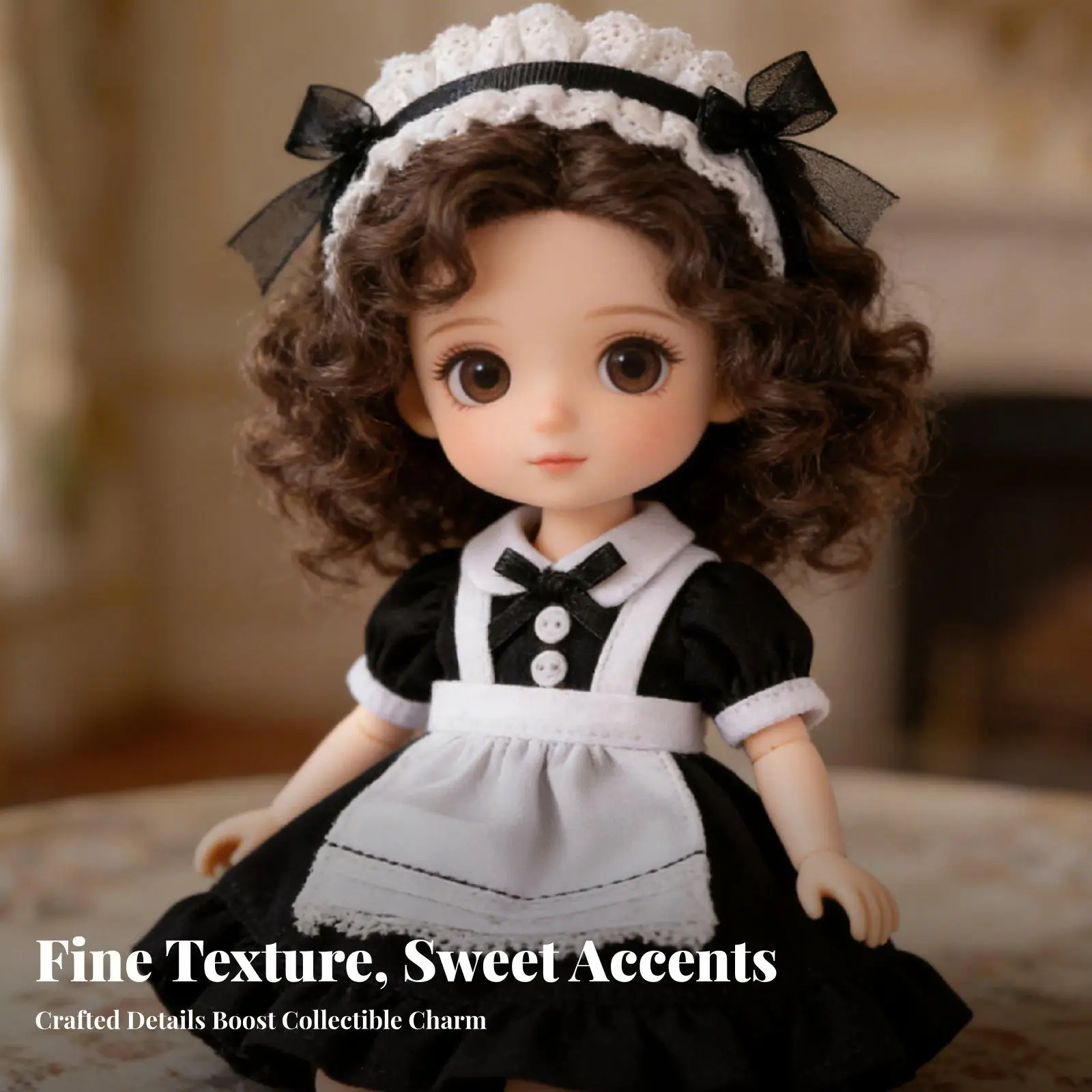 Фото Платье для куклы BJD с пышными рукавами, костюм горничной для шарнирных кукол OB11 1/12, одежда для коллекционеров №4