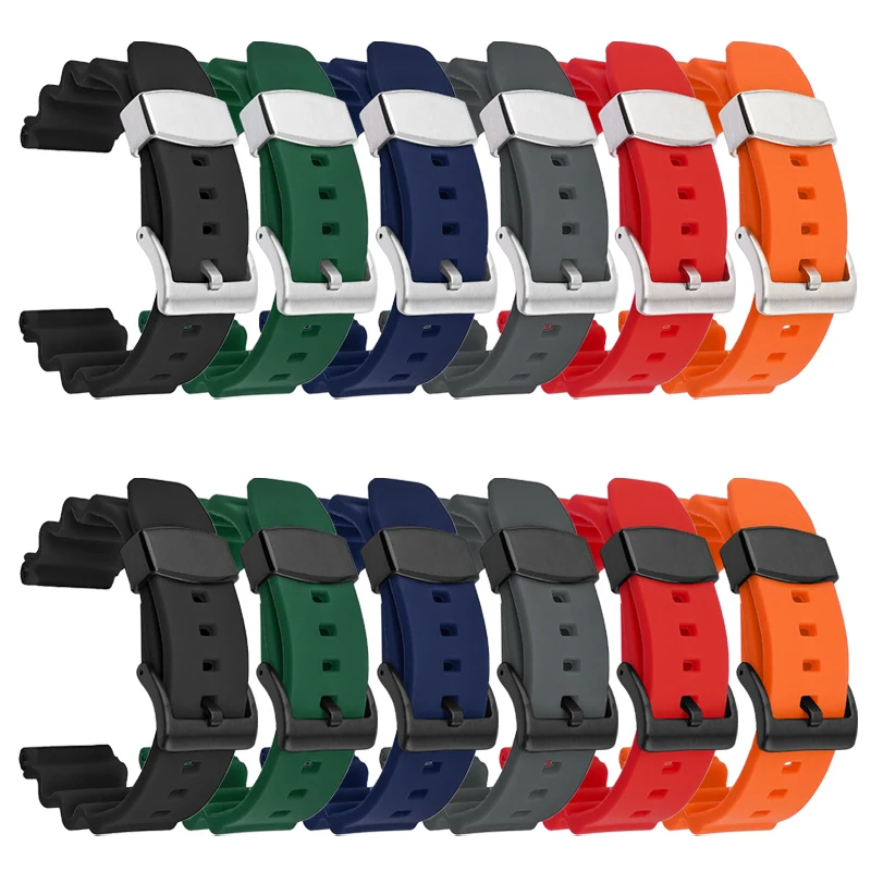 

Silicone Watchband Men Diver Waterproof Sport Replace Bracelet Straps For Seiko Casio Watch 22mm Universal Band Steel Buckle