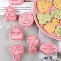 happy birthday embossed cake mold pp cookie press stamp embosser cutter press stencil fondant sugar craft cake decoration tools
