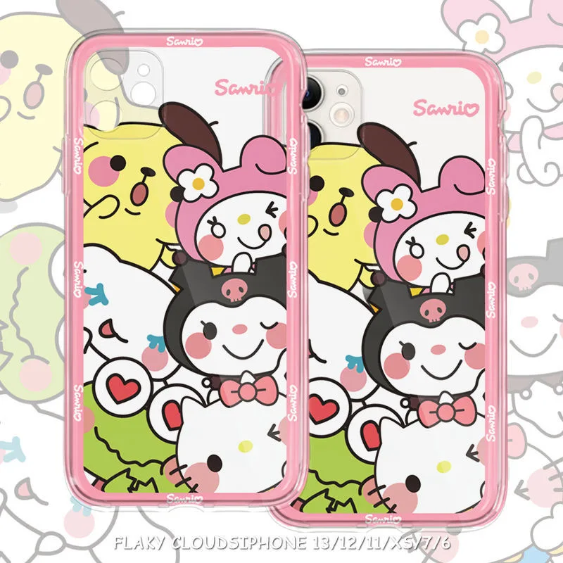 

Cartoon Sanrio HelloKitty Phone Case For Iphone 11 12 13 14 Pro Max X Xs Xr 7 8 Plus SE Transparent Airbag Shockproof Soft Shell