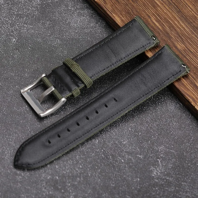 20mm 22mm Black Green Nylon Watch Strap Men Wrist Band Bracelet for Omega Tissot IWC HUAWEI GT2/GT3 Watchband