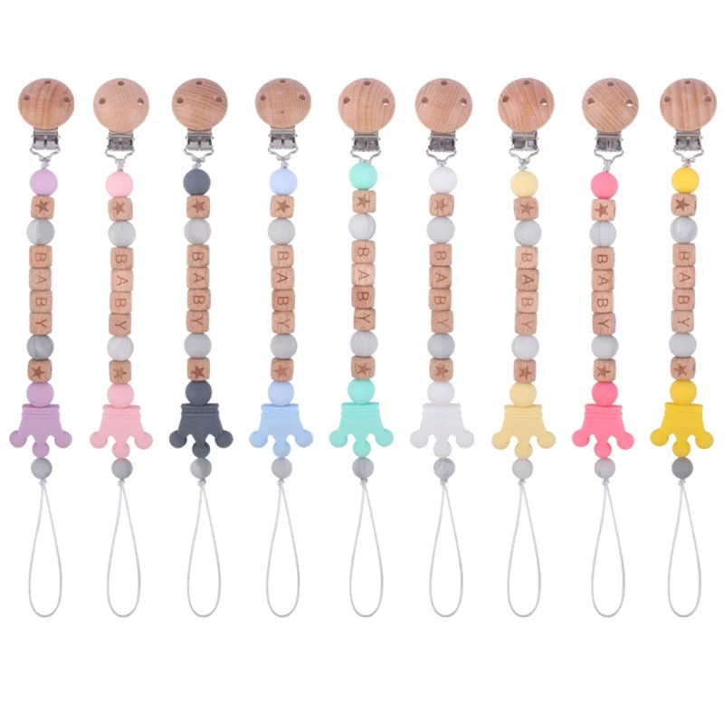 

Новый деревянный держатель с зажимом, деревянные игрушки для прорезывания зубов, современный детский унисекс