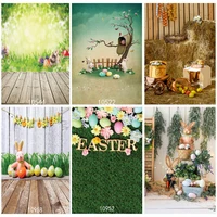 spring easter photography backdrop rabbit flowers eggs wood board photo background studio props 200210 jhf 03