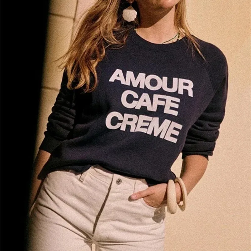 

Women's Sweatshirt Letter Print Long Sleeve Loose Simple O-neck Pullover Tops Casual Spring Summer