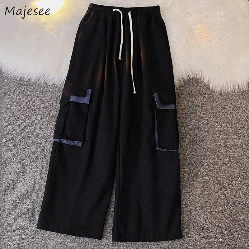 

Casual Pants Men Big Pockets Cargo Trouser Handsome Streetwear Штаны Korean Fashion Male Drawstring Popular Teens All-match Cool