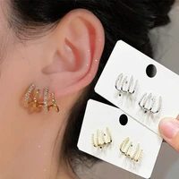 2022 new fashion four claws stud ear cuffs earrings for women simple personality charm cubic zirconia earring jewelry gifts