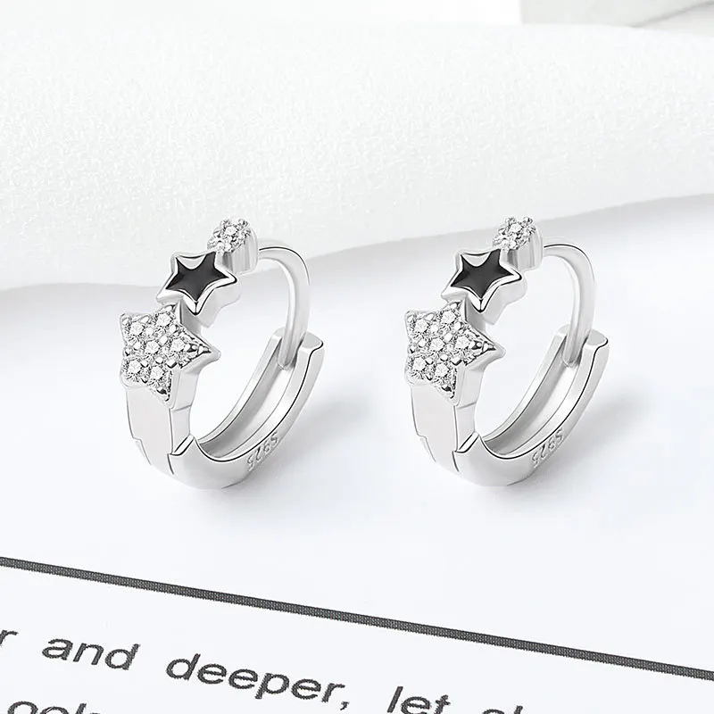 

Luxury Silver Colour Minimalist Zircon Star Earrings From Enamel Jewelry For Women 2022 Christmas