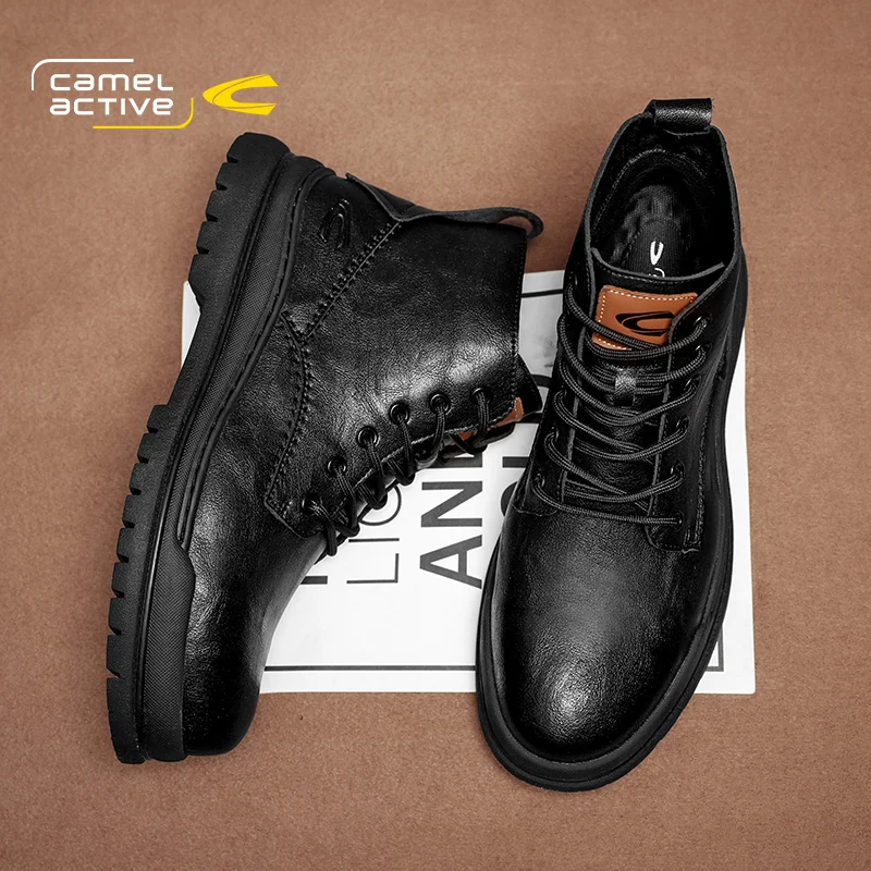 Camel Active New Autumn Winter Fashion Ankle Boots Comfortable Work Men PU Leather Shoes Outdoor Motorcycle DQ120183