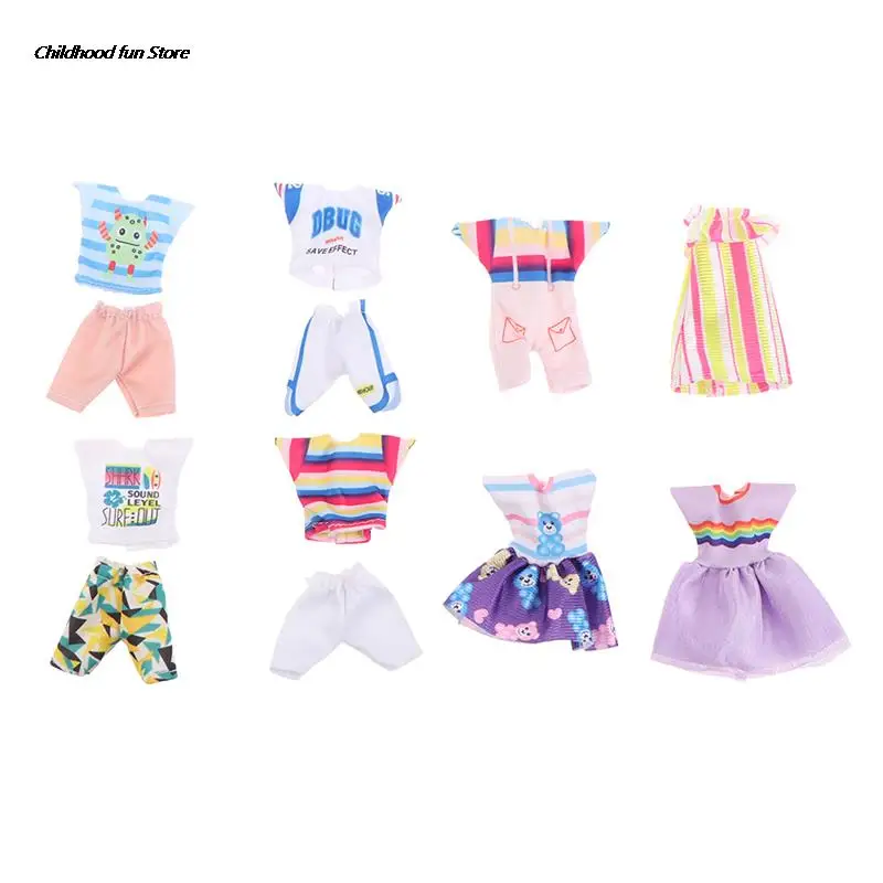 6 предметов/партия одежда для Барби игр топы штаны 14 см модное платье Миниатюрные