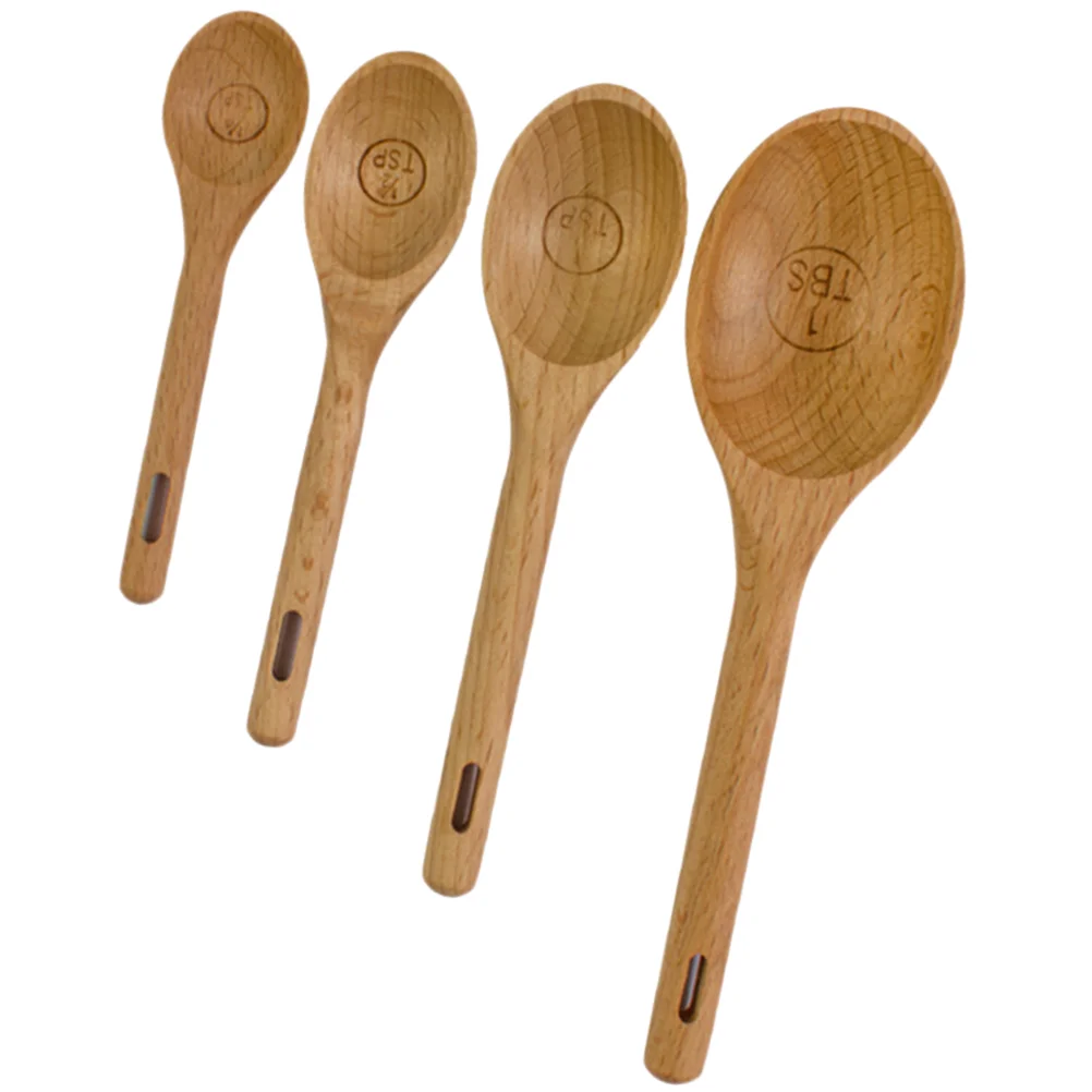 

Spoons Measuring Wooden Spoon Baking Tablespoons Set Wood Measurement Stainless Steelcoffee Tea Sugar Mini Miniature Scoop