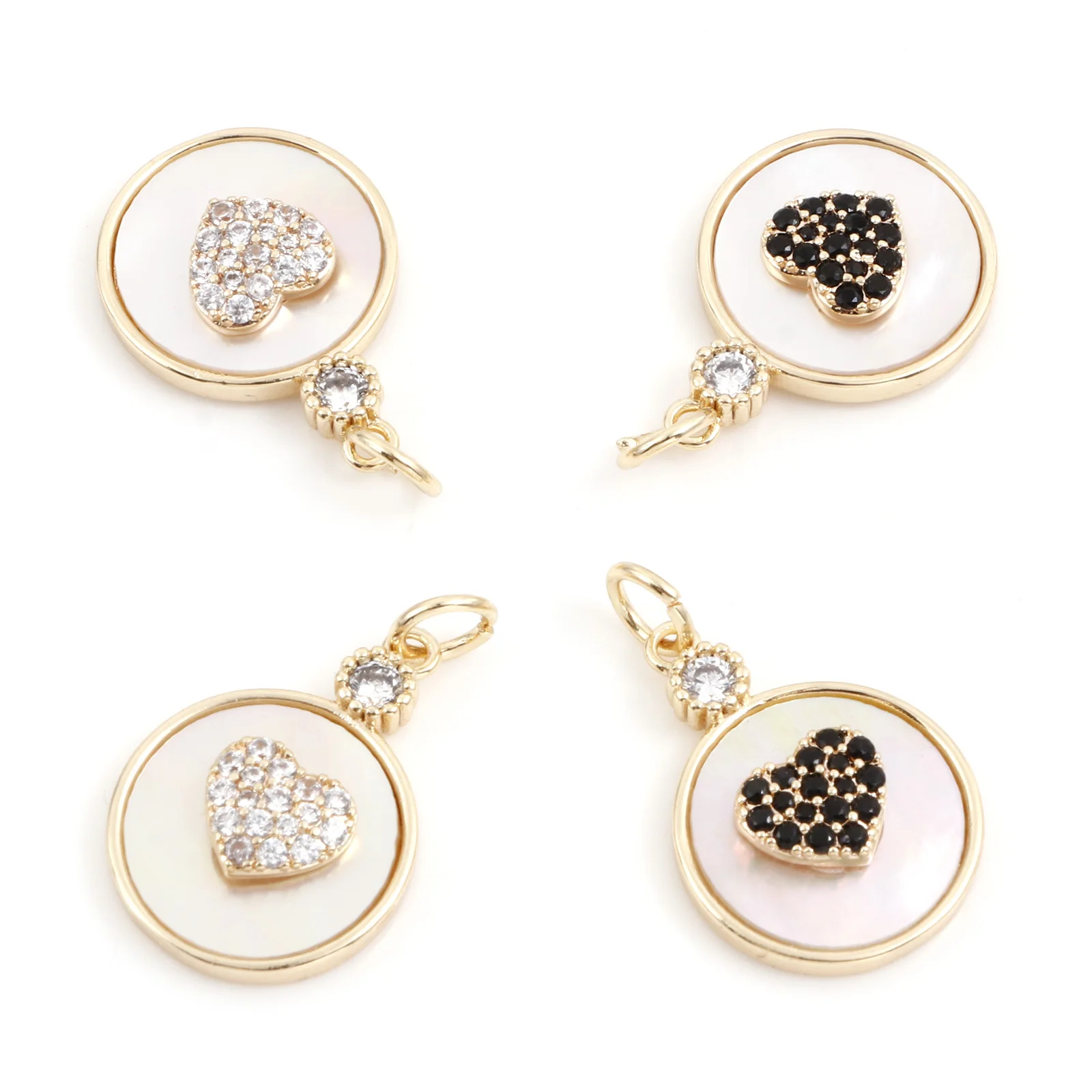 

Подвеска в виде сердца из меди с цирконом, 1 шт.