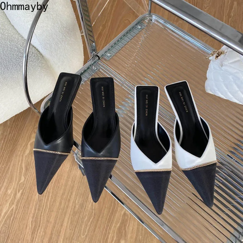 

Женские туфли на низком каблуке, элегантные шлепанцы с острым носком, весна 2022