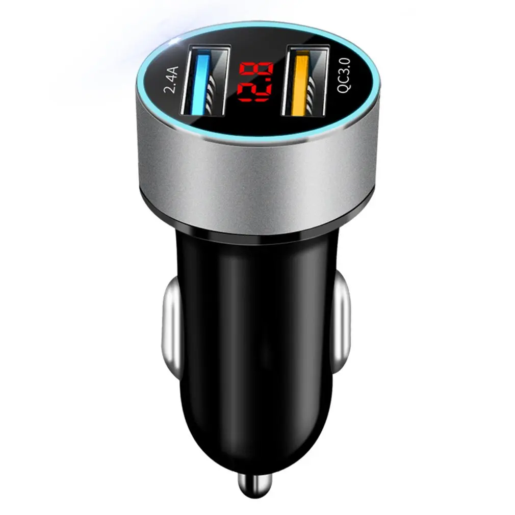 

Auto Accessories Dual USB Digital Display Car Charger Portable Car Cigarette Lighter With LED Display Car Charger