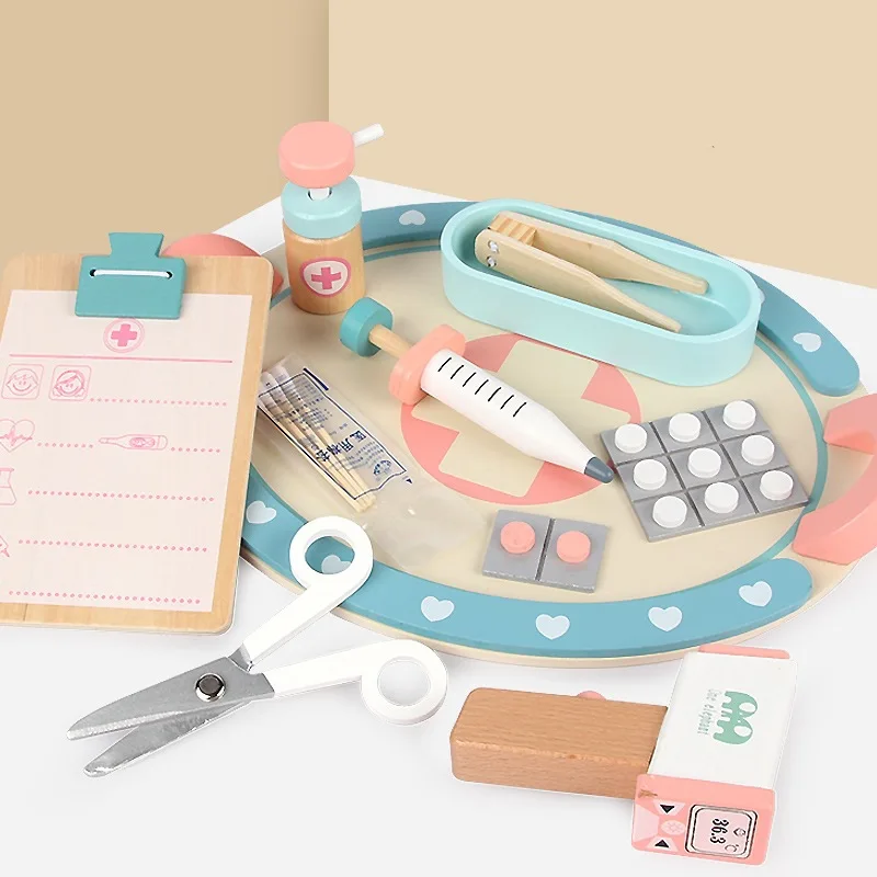

Children's Simulation Doctor Toy Wooden Play House Medical Equipment Toy Role-playing Little Nurse Baby Injection Imitating