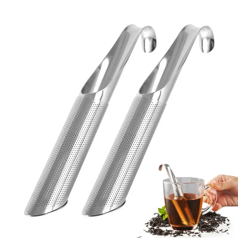 

Tea Strainer Reusable Pipe Tea Infuser With Hanging Hook Extra Fine Mesh Tea Filter Long-Handle Stick Pipe Tea Steeper For Loose