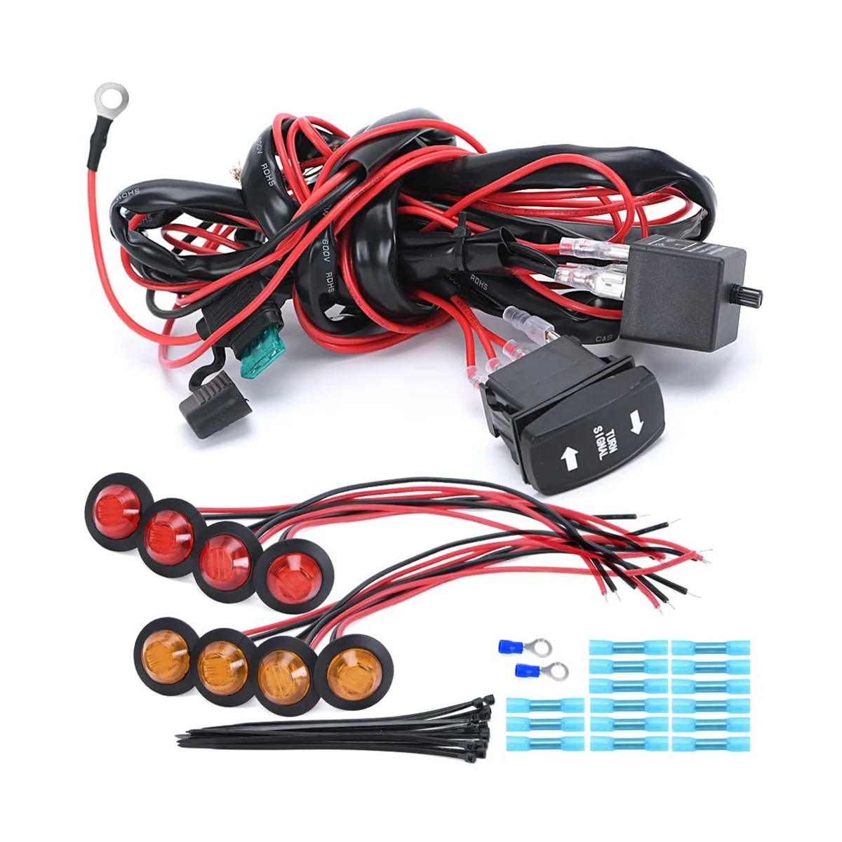 

Universal ATV/UTV Turn Signal Kit Horn Flasher Relay Harness System Kit for Golf Cart SXS ATV UTV Street
