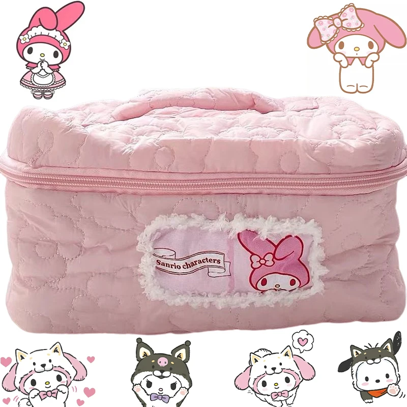 

Sanrio My Melody Embroidered Cosmetic Bag Kawaii Anime Cartoon Cute Beauty Student Makeup Clothing Storage Bag Toy Girls Gifts