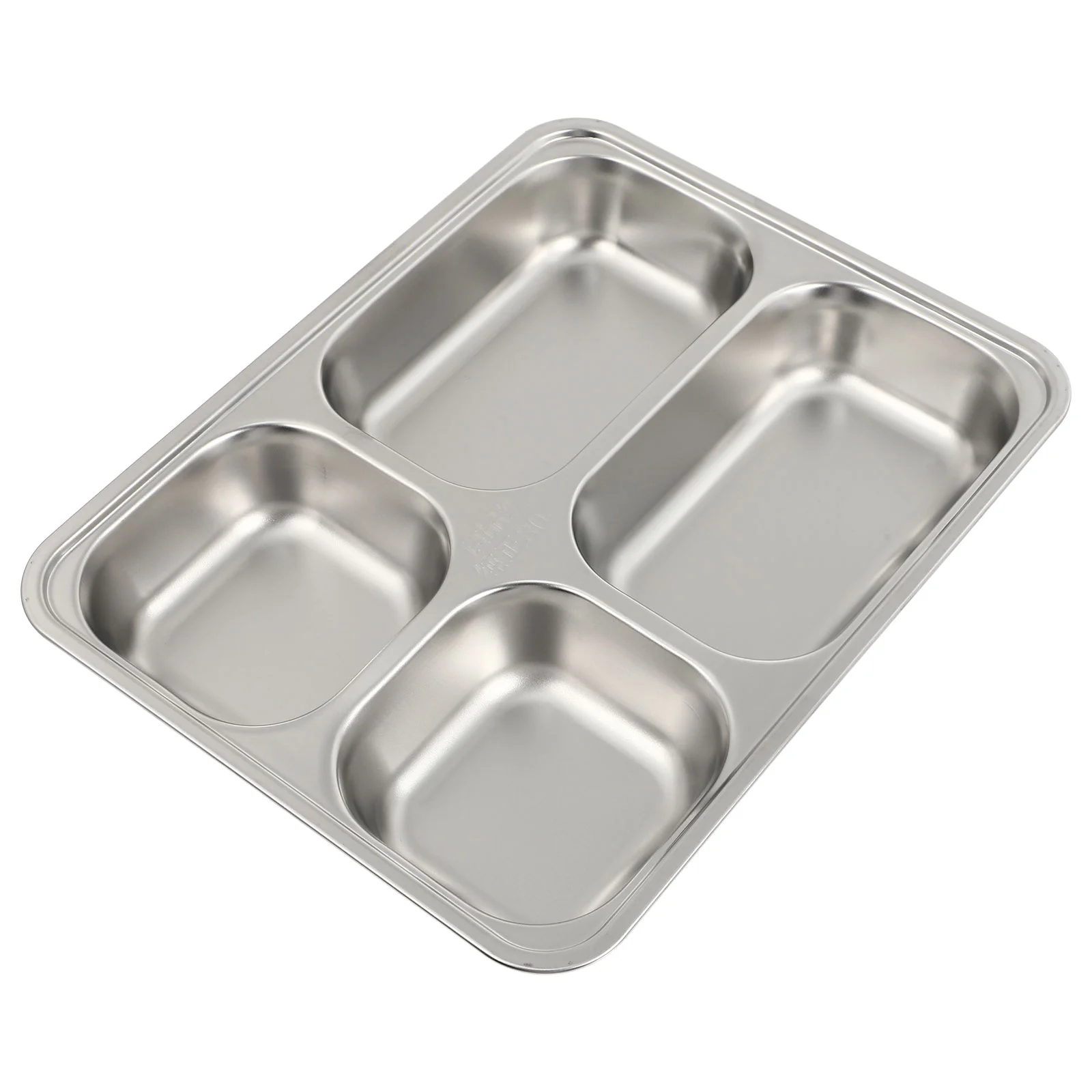 

Plate Compartment Divided Steelstainless Tray Lunch Plates Metal Control Rectangular Dinner Serving Lidfour Kids Adultsushi Loss