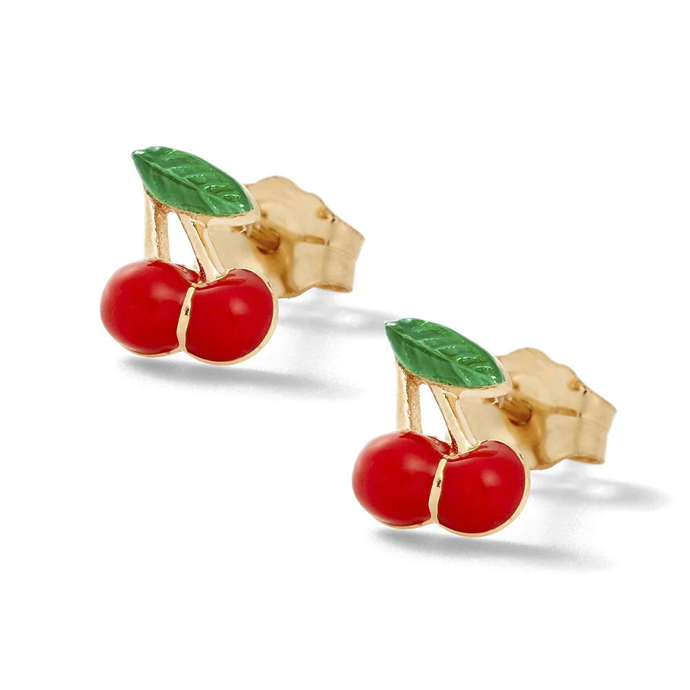 

1 Pair Sweet Fruit Cherries Stud Earrings For Women Female Alloy Cherry Earrings Fairy Ear Jewelry Party Gifts Accessories 2022